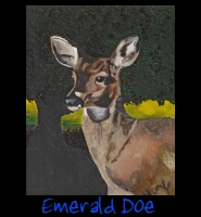 Emerald Doe - 28x36 Acrylic on Stretched Canvas with Black Gallery Wrap Border - Painting by Greg Schwab