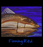 Finning Red - 36x48 Acrylic on Stretched Canvas with Blue Gallery Wrap Border - Painting by Greg Schwab