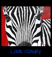 Look Closely - 24x36 Acrylic on Stretched Canvas with Iwage Wrap Border - Painting by Greg Schwab