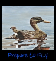 Prepare to Fly - 20x24 Acrylic on Stretched Canvas with Blue Gallery Wrap Border - Painting by Greg Schwab