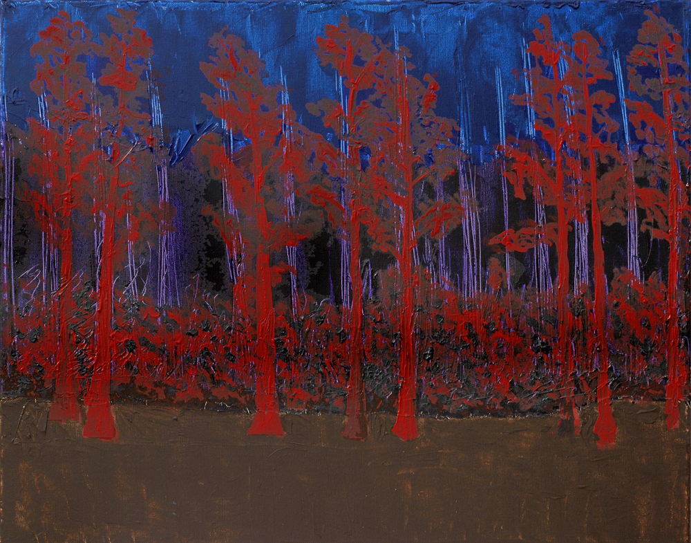 Red Cypress - 22x28 Acrylic on Stretched Canvas with Image Wrap Border